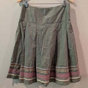 Merona A-Line Skirt in Green with Pink Trim